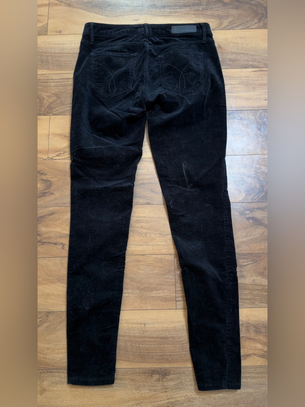 Calvin Klein Velvet Leggings Womens Stretch Pull-On Soft Velour Pants Black Sz 2 - Picture 2 of 7